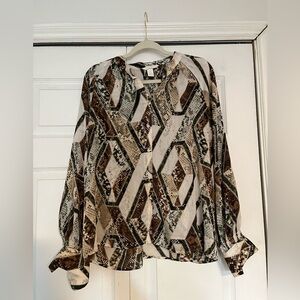 H&M snake print button down blouse
